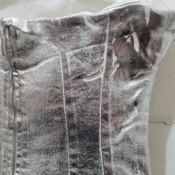 NWT Zara Silver Strapless Midi Dress - Picture 14 of 14